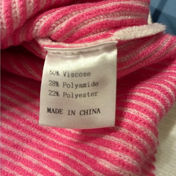 Chic Pink and White Striped Crew Neck Sweater - Picture 3 of 9